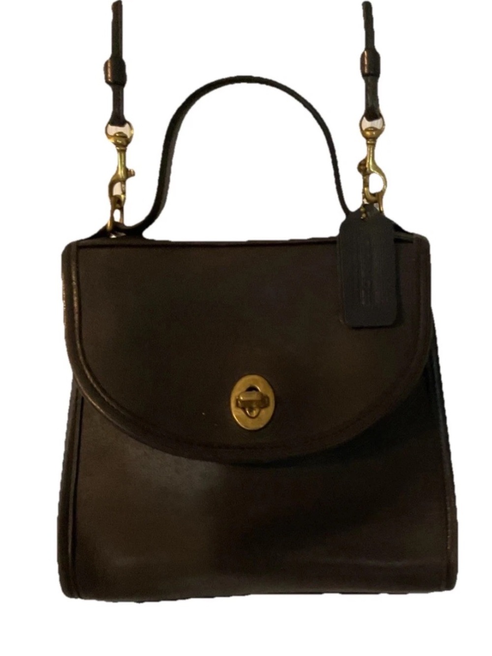 Coach Regina 9983 Vtg 90’s ~Black Leather Crossbody / Top Handle Satchel Handbag